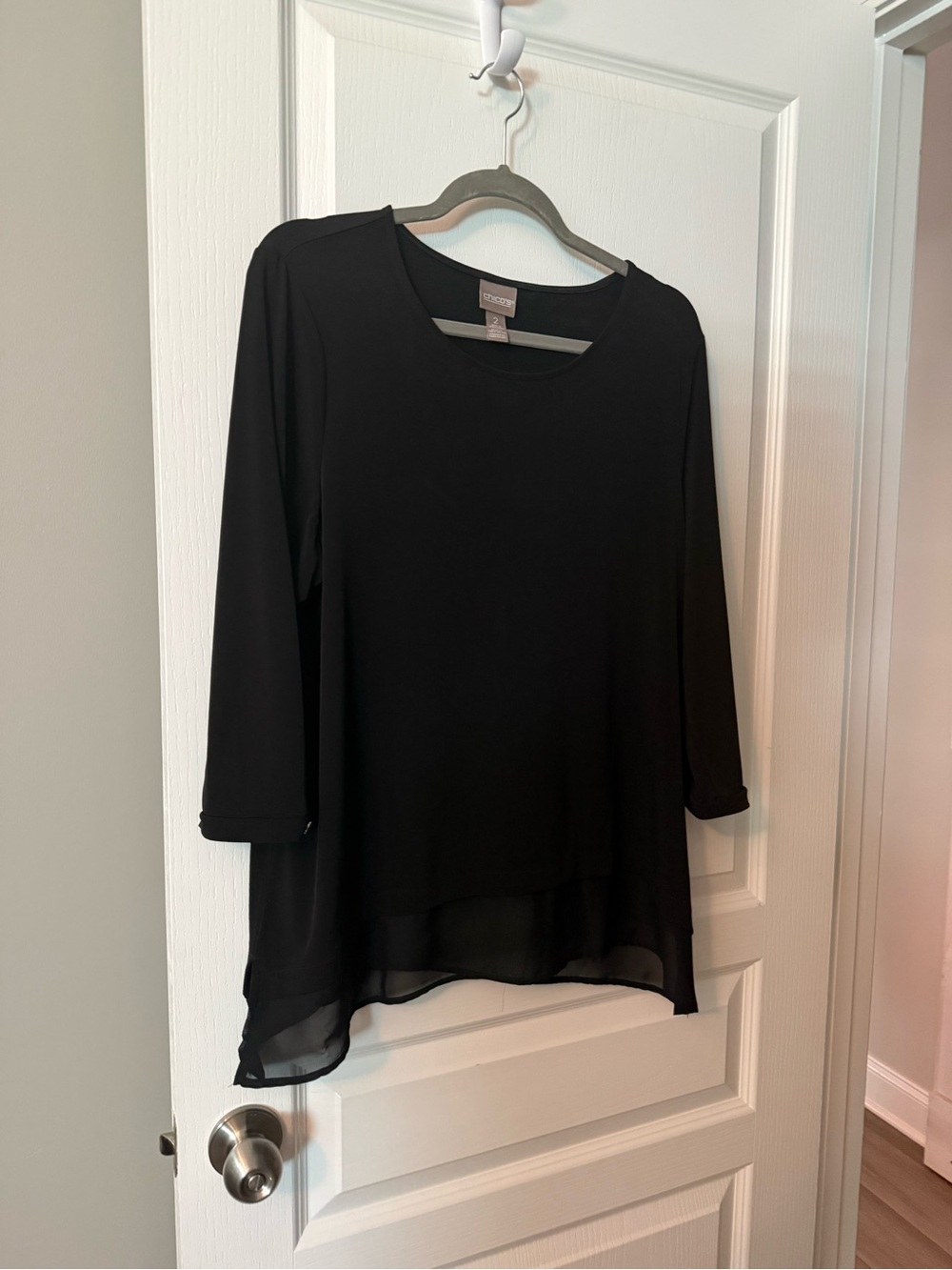 Chico's Black Layered Chiffon-Hem Tunic